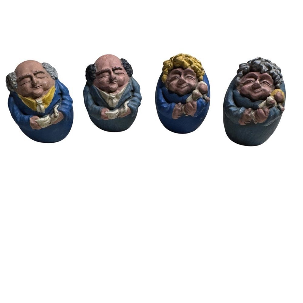 Handcrafted Vintage Egg Grandma Grandpa Figurines Folk Art Unique Gift Lot of 4